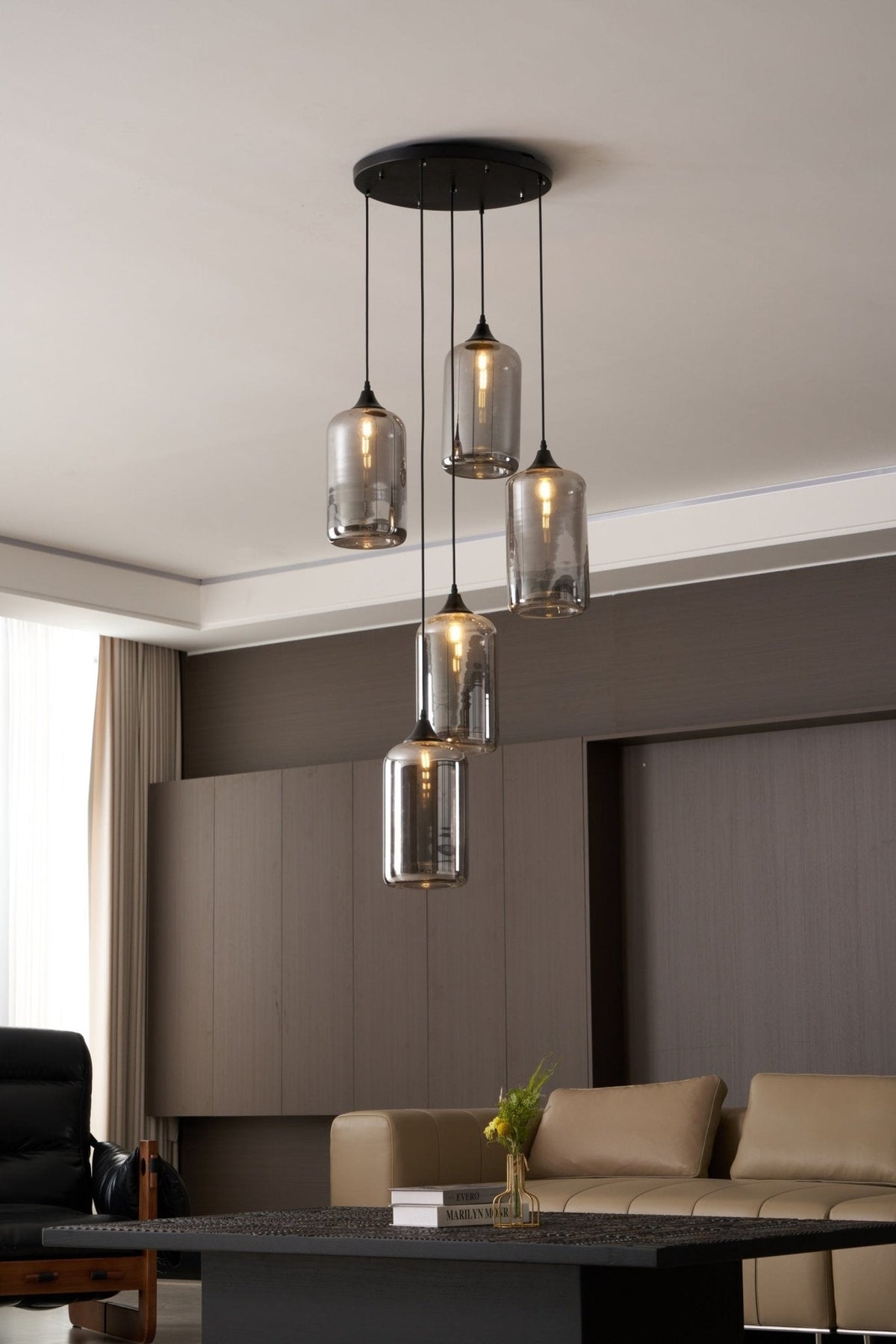 Tevely żyrandol ze szkła w stylu industrial chic
