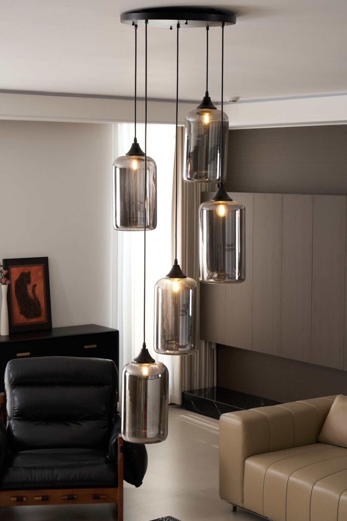Tevely żyrandol ze szkła w stylu industrial chic