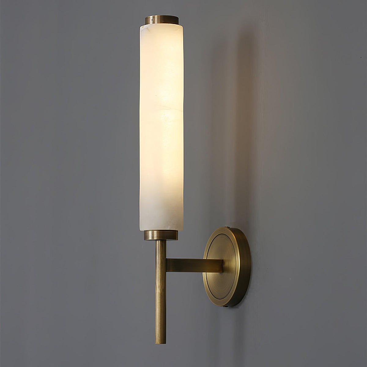 Jern kinkiet Art Deco z miedzi i alabastrem
