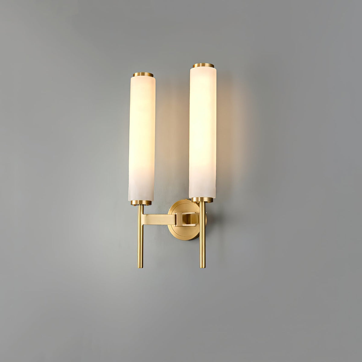 Jern kinkiet Art Deco z miedzi i alabastrem