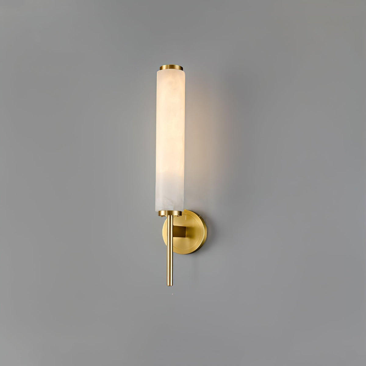 Jern kinkiet Art Deco z miedzi i alabastrem