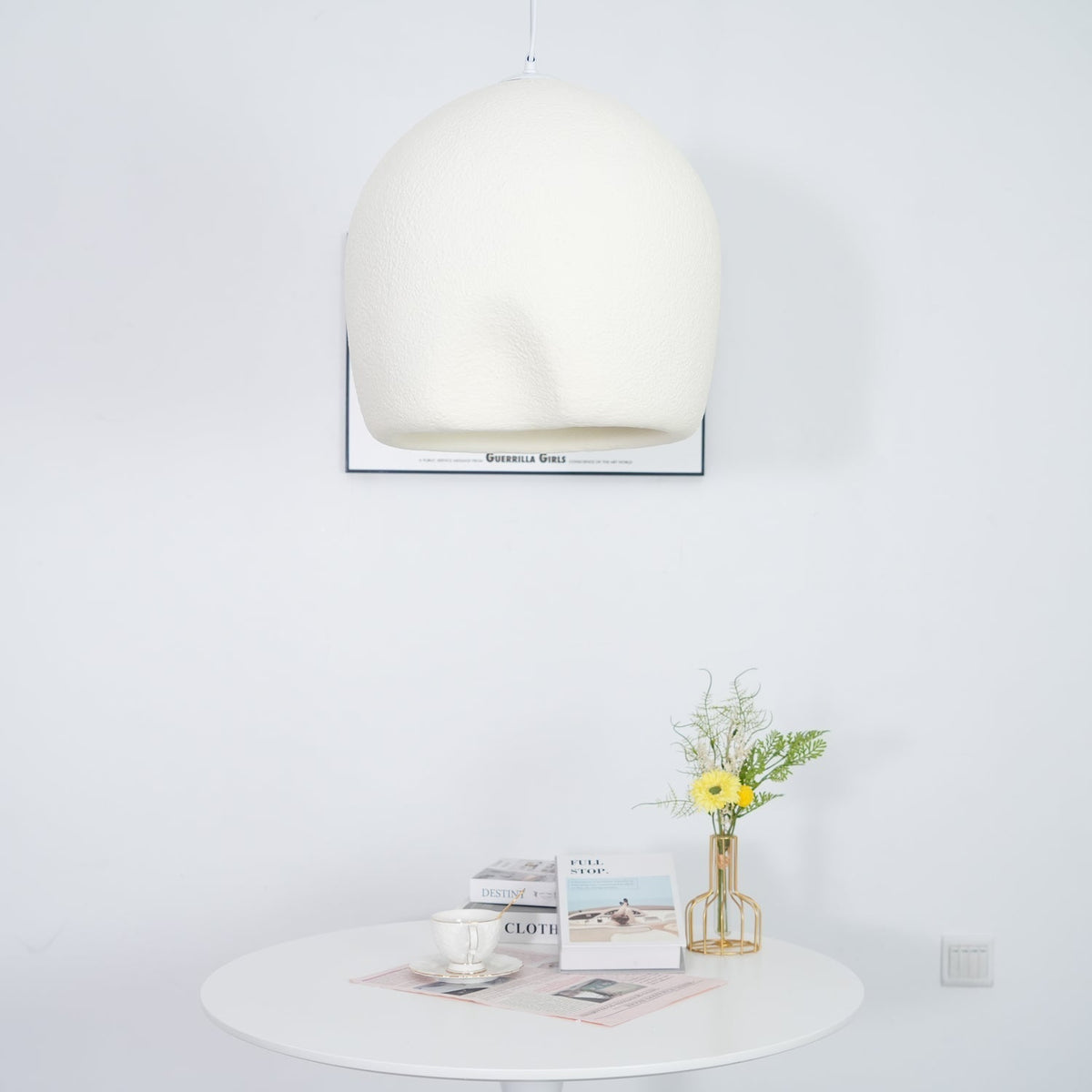 Nuo lampa wisząca z gipsu kulista kopuła styl wabi sabi