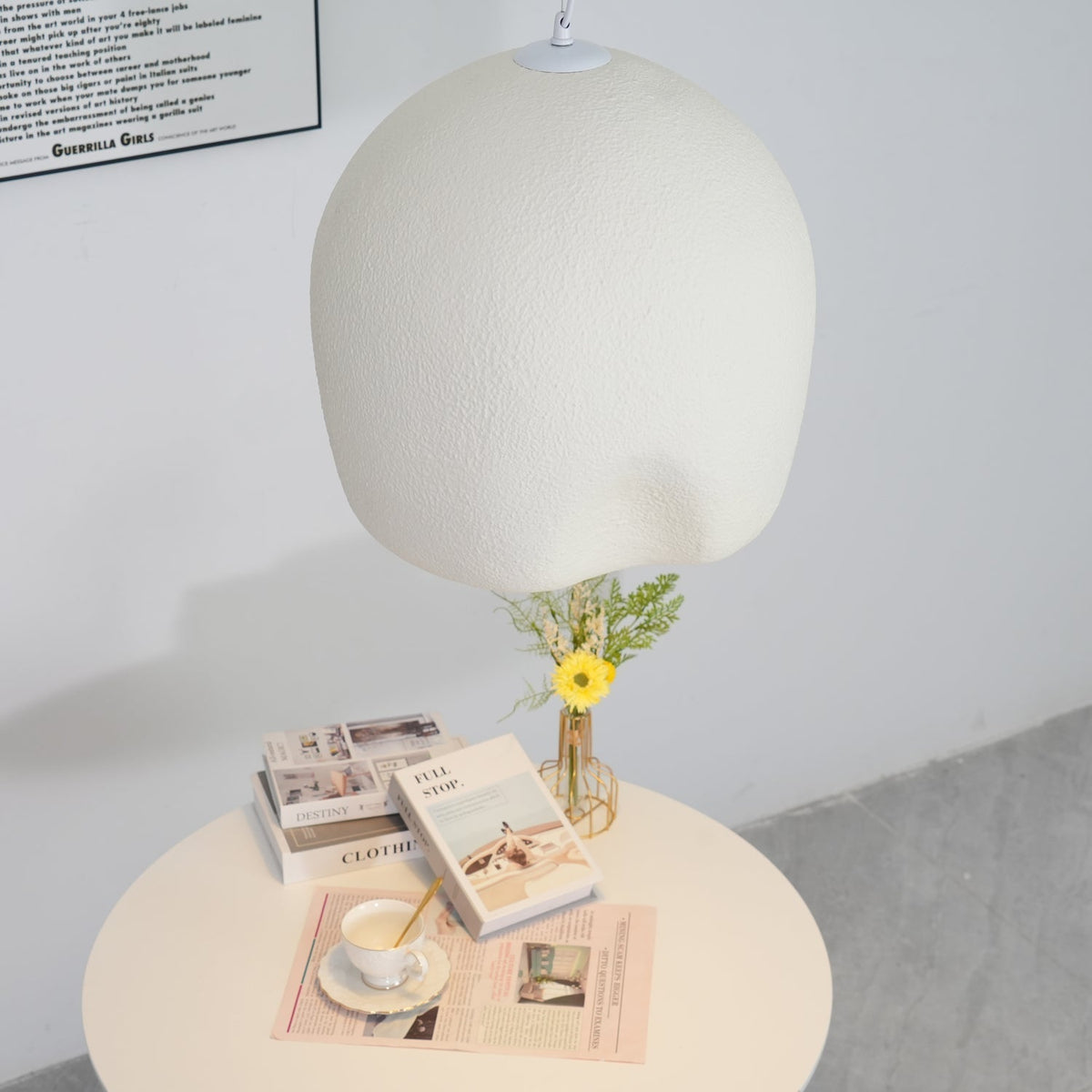 Nuo lampa wisząca z gipsu kulista kopuła styl wabi sabi