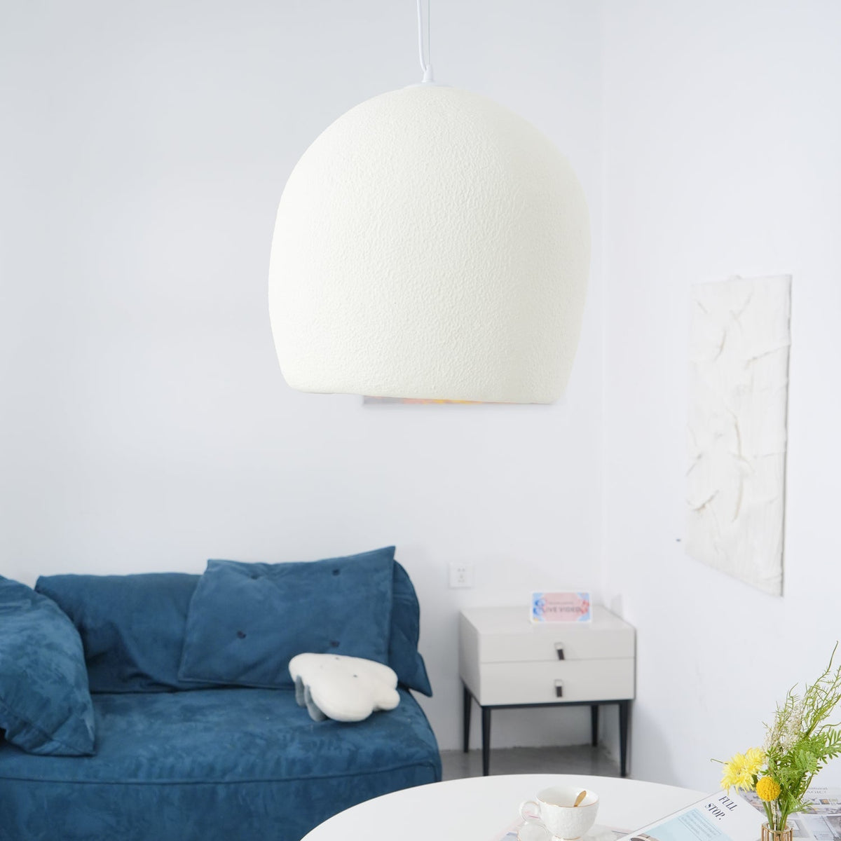 Nuo lampa wisząca z gipsu kulista kopuła styl wabi sabi