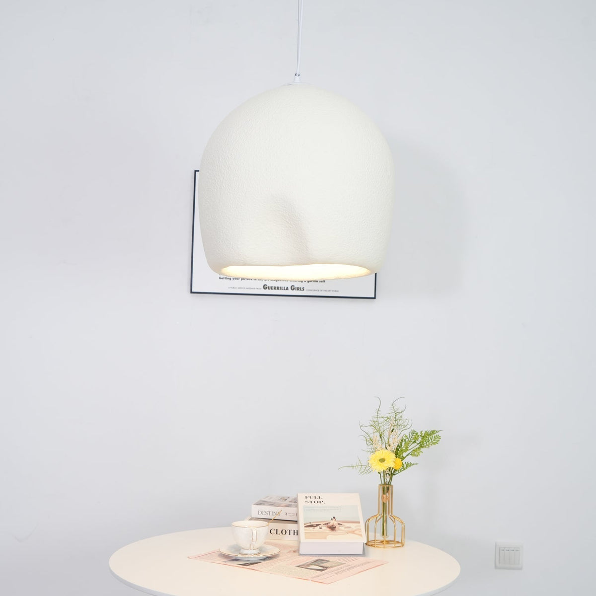 Nuo lampa wisząca z gipsu kulista kopuła styl wabi sabi