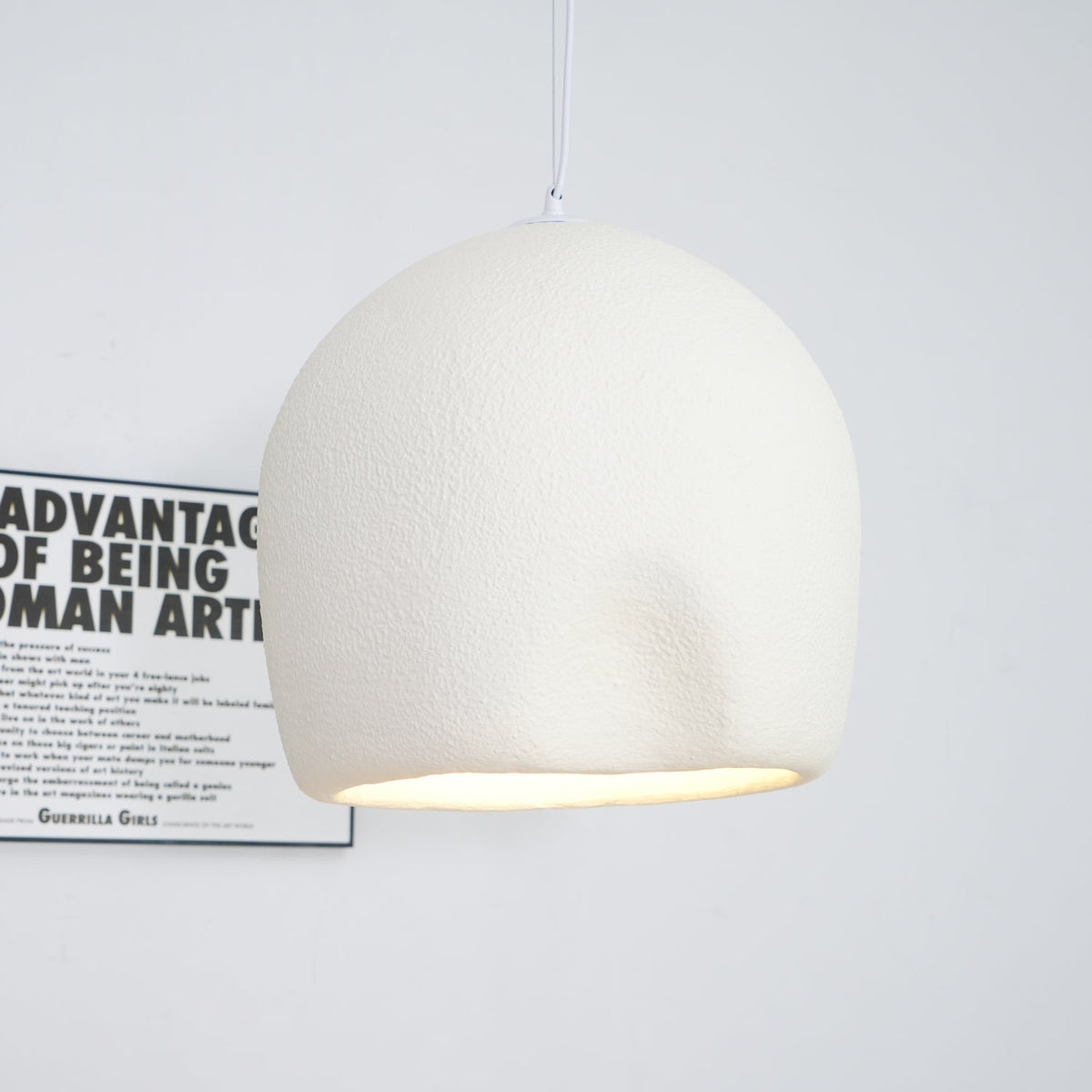 Nuo lampa wisząca z gipsu kulista kopuła styl wabi sabi