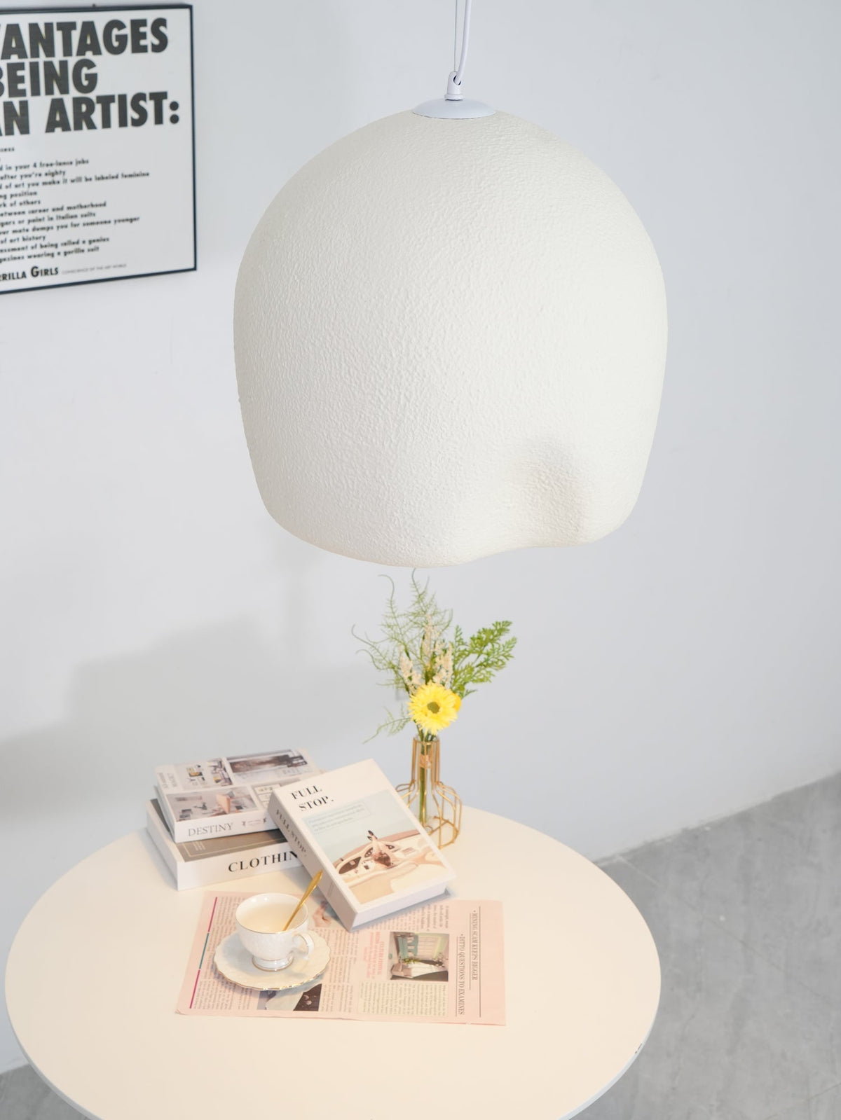 Nuo lampa wisząca z gipsu kulista kopuła styl wabi sabi