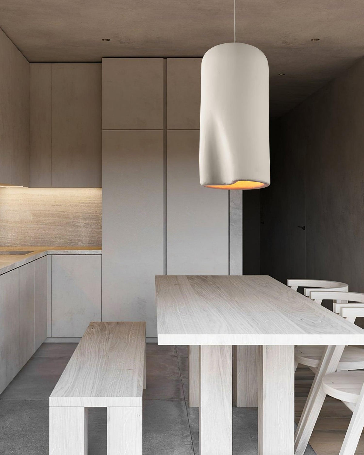 Nuo lampa wisząca z gipsu kulista kopuła styl wabi sabi