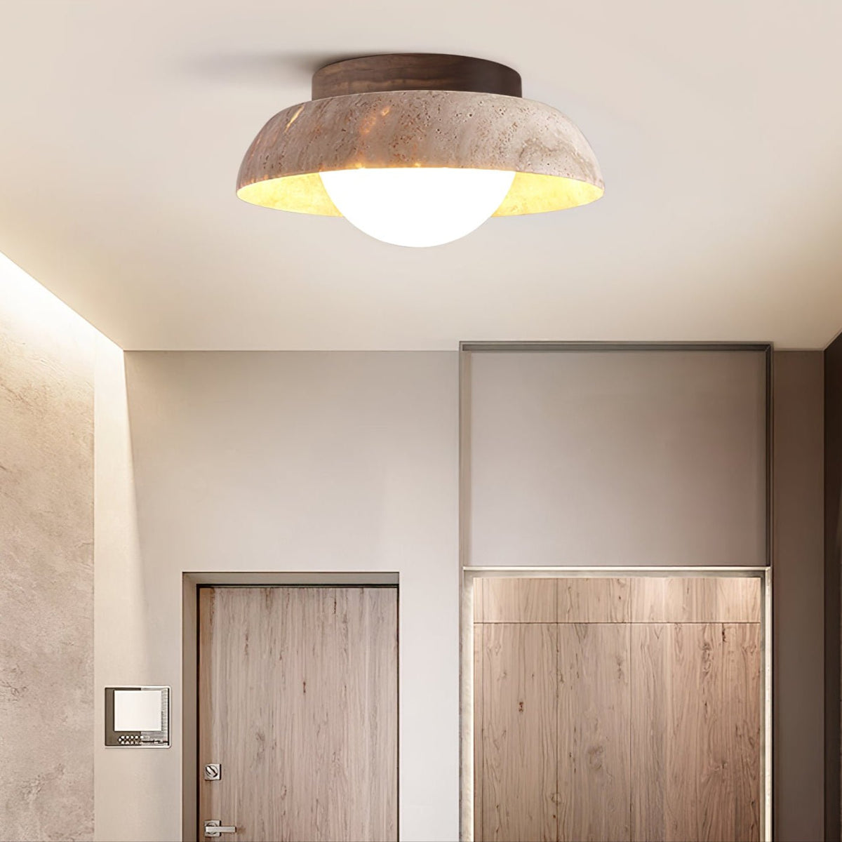 Anya Disc-kopuła Travertine lampa sufitowa