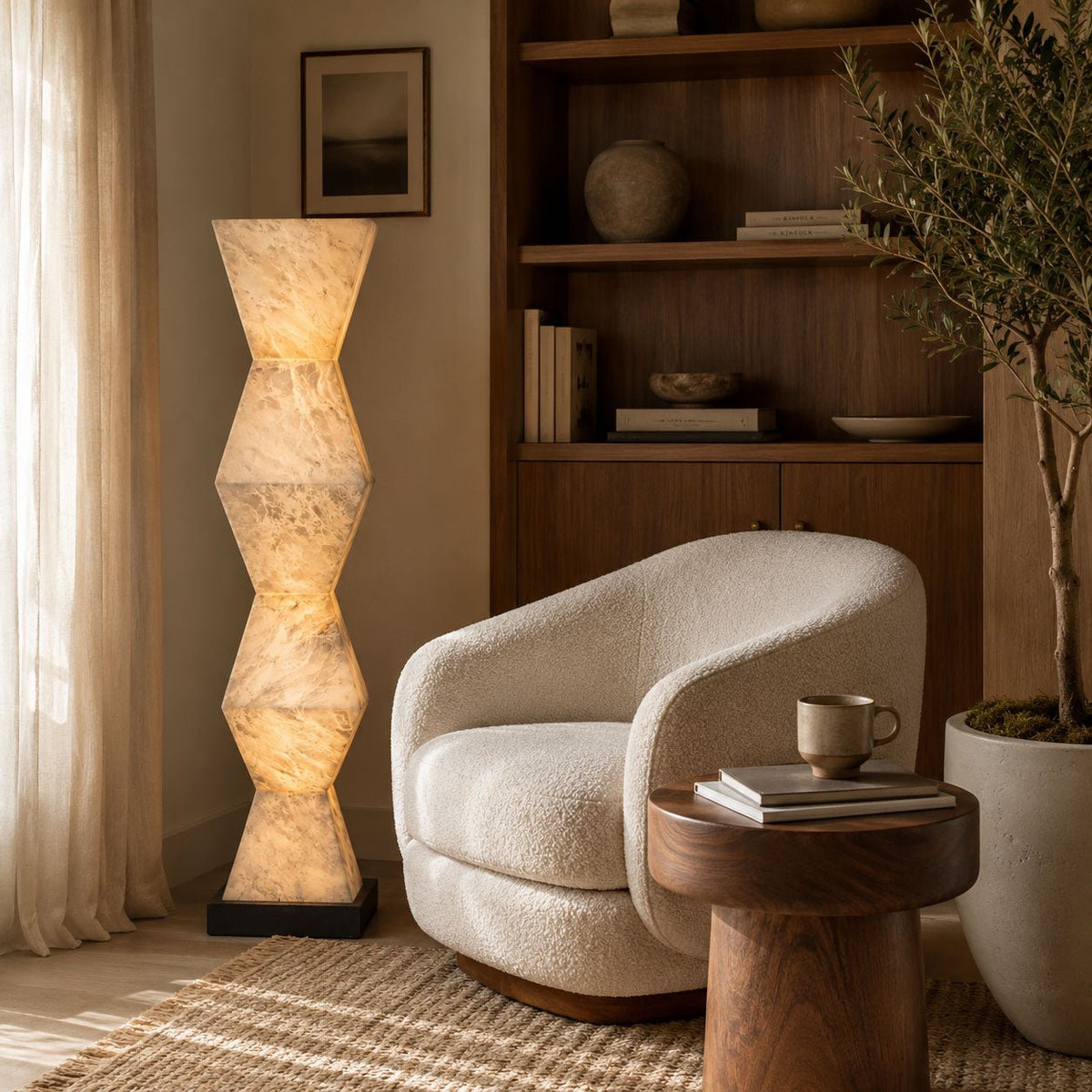 Nivuina lampa stojąca z alabastrem