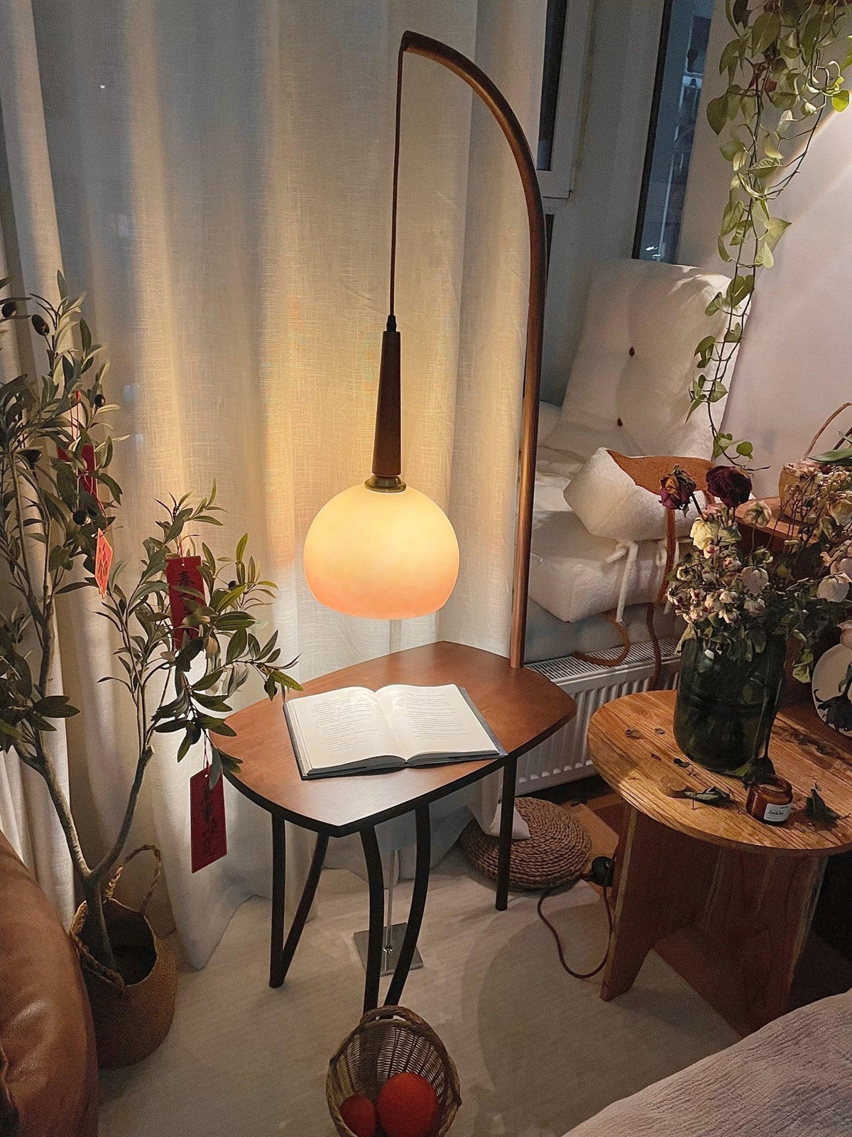 Fior nowoczesna lampa stojąca z drewna