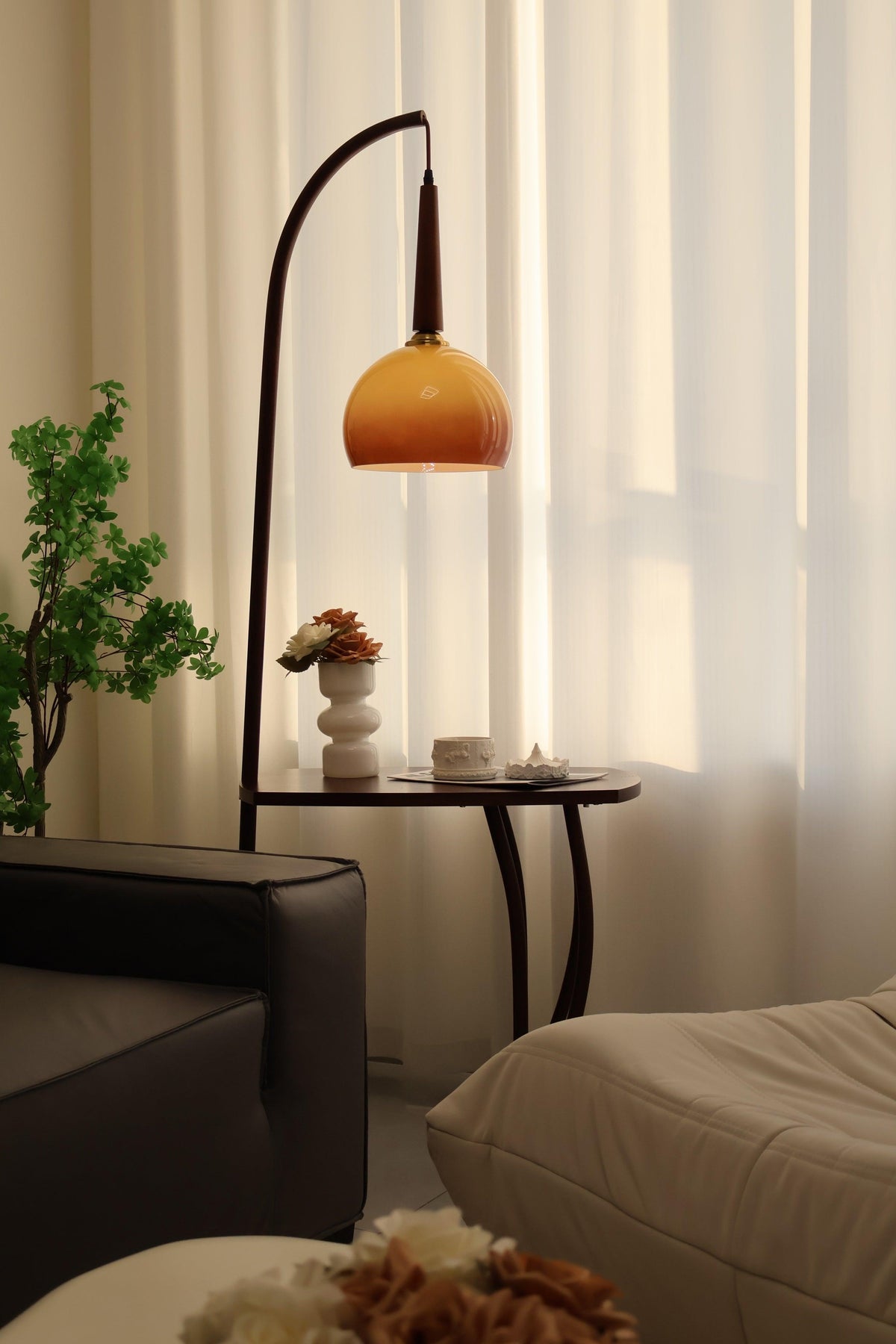 Fior nowoczesna lampa stojąca z drewna
