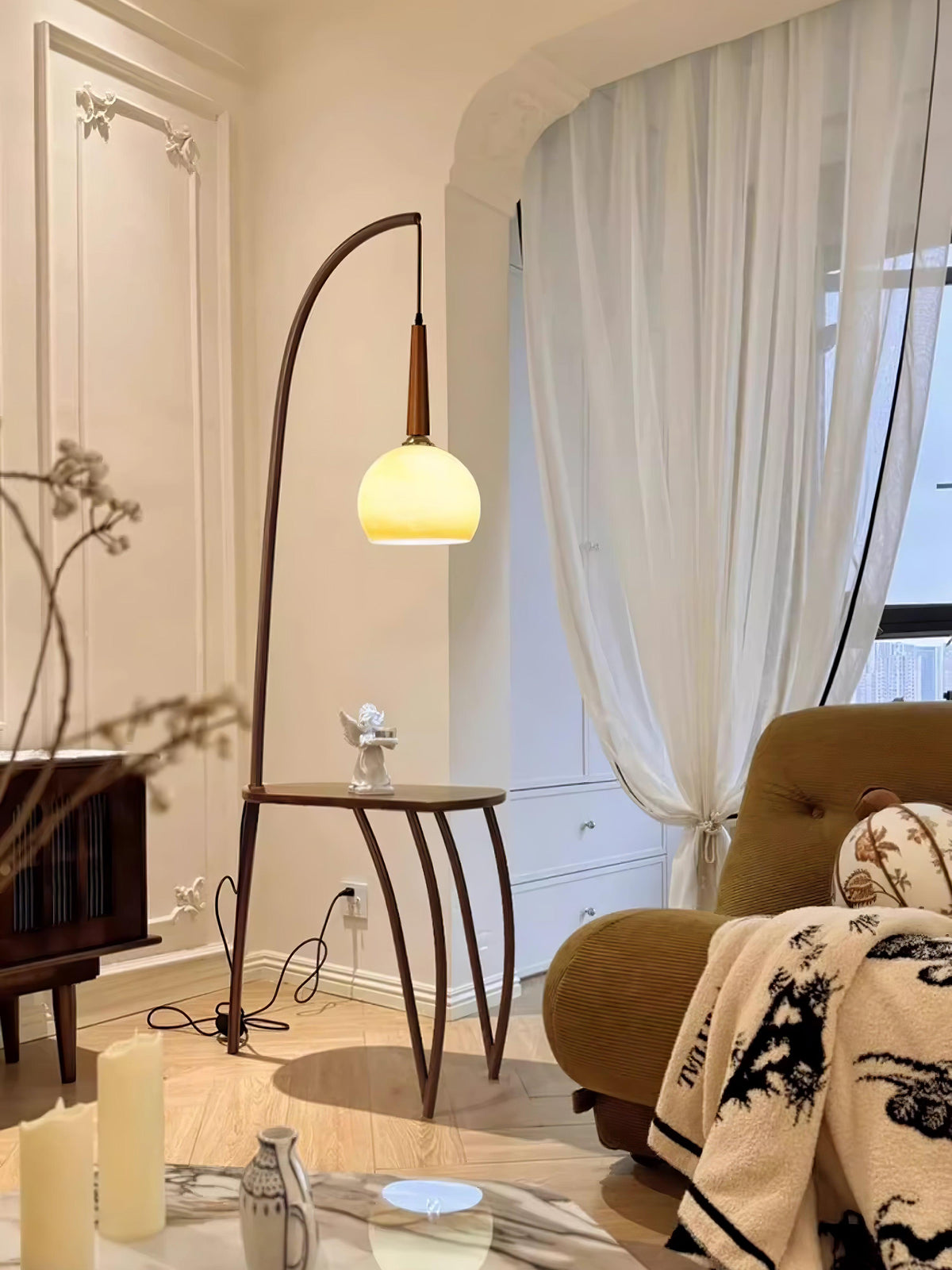 Fior nowoczesna lampa stojąca z drewna