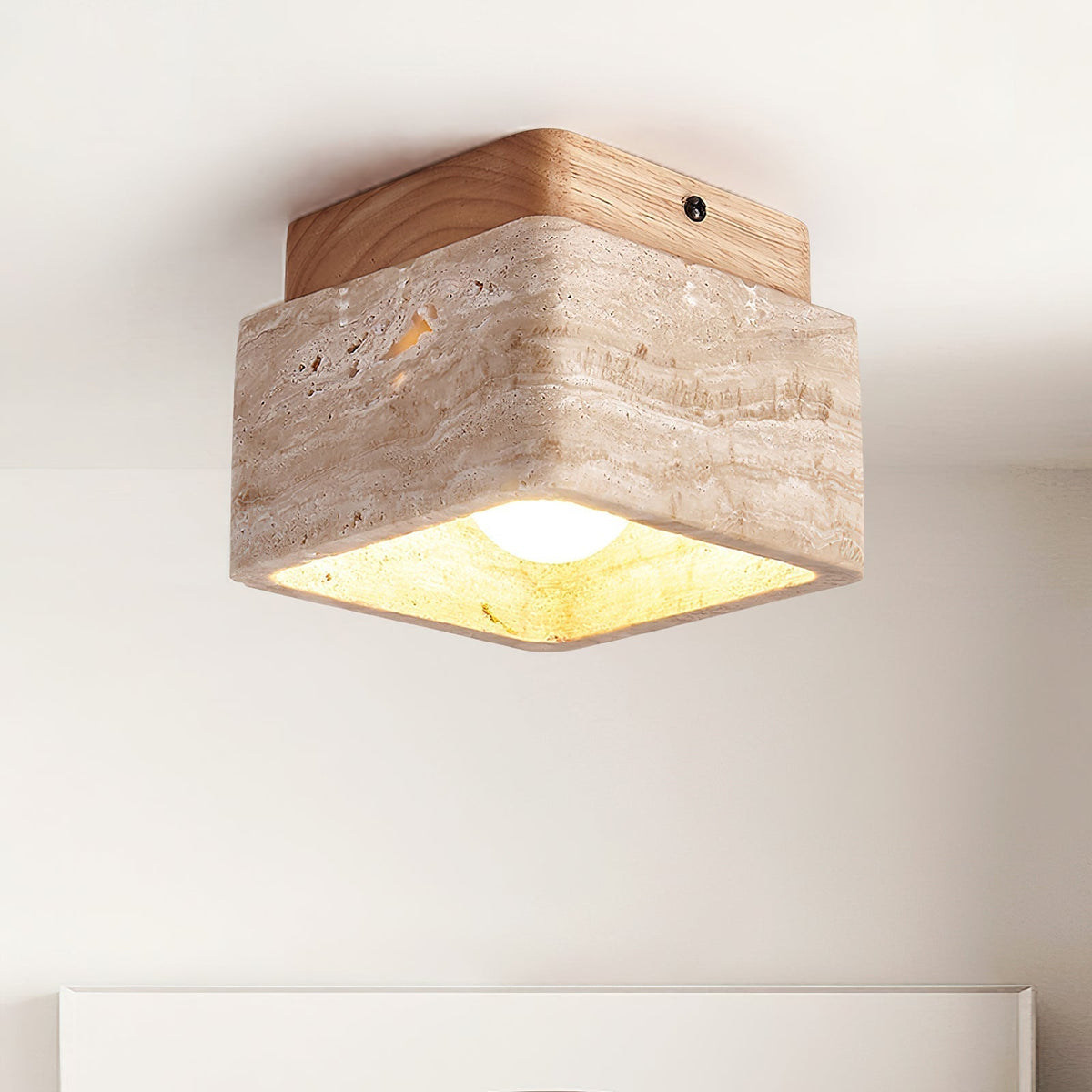 Cielum lampa sufitowa montowana bezpośrednio Travertyn kwadratowa ze szkła