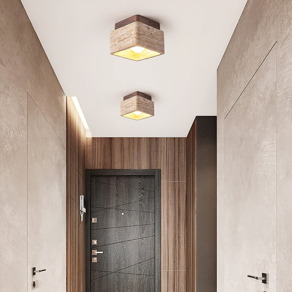 Cielum lampa sufitowa montowana bezpośrednio Travertyn kwadratowa ze szkła