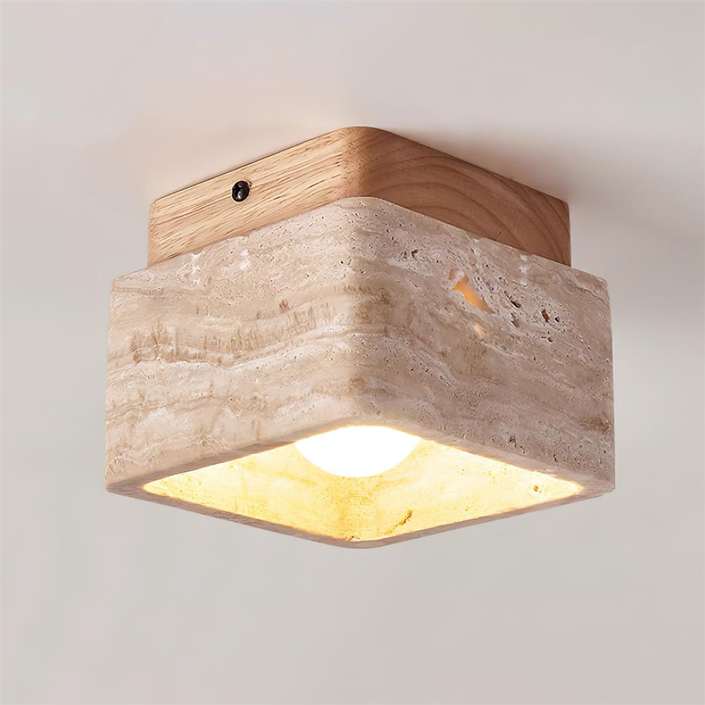 Cielum lampa sufitowa montowana bezpośrednio Travertyn kwadratowa ze szkła