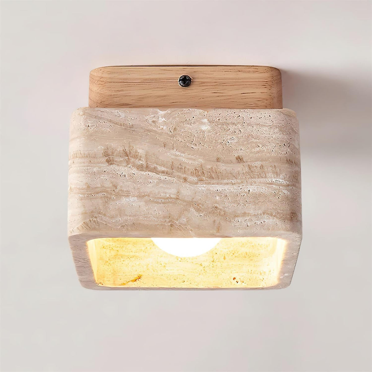 Cielum lampa sufitowa montowana bezpośrednio Travertyn kwadratowa ze szkła