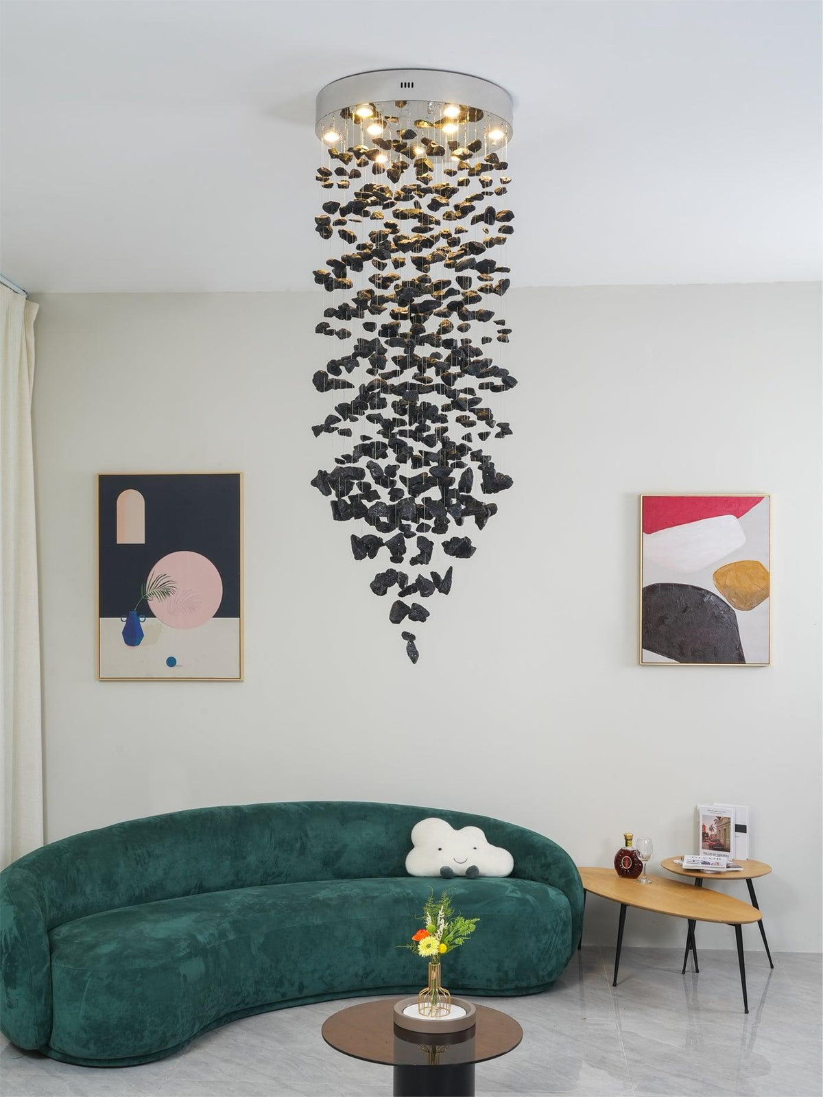 Seliian Charcoal Stone Sculptural żyrandol z literami od G do L