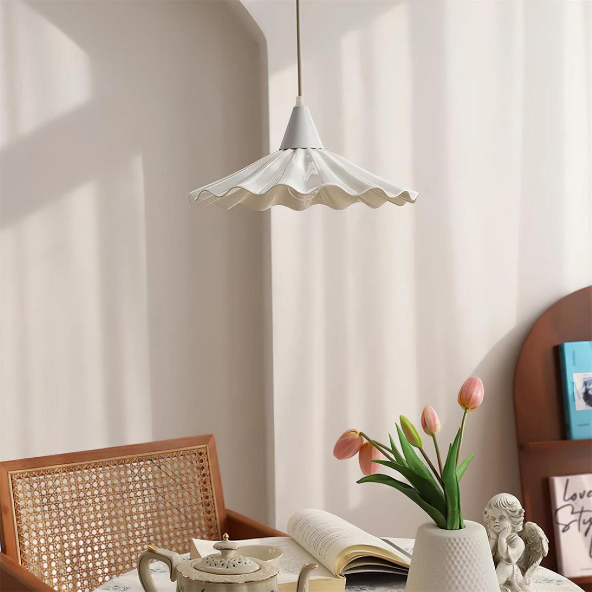 Zavo nowoczesna lampa wisząca z ceramiki w kolorze białym