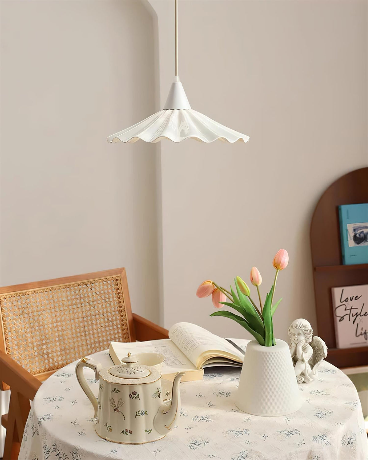 Zavo nowoczesna lampa wisząca z ceramiki w kolorze białym