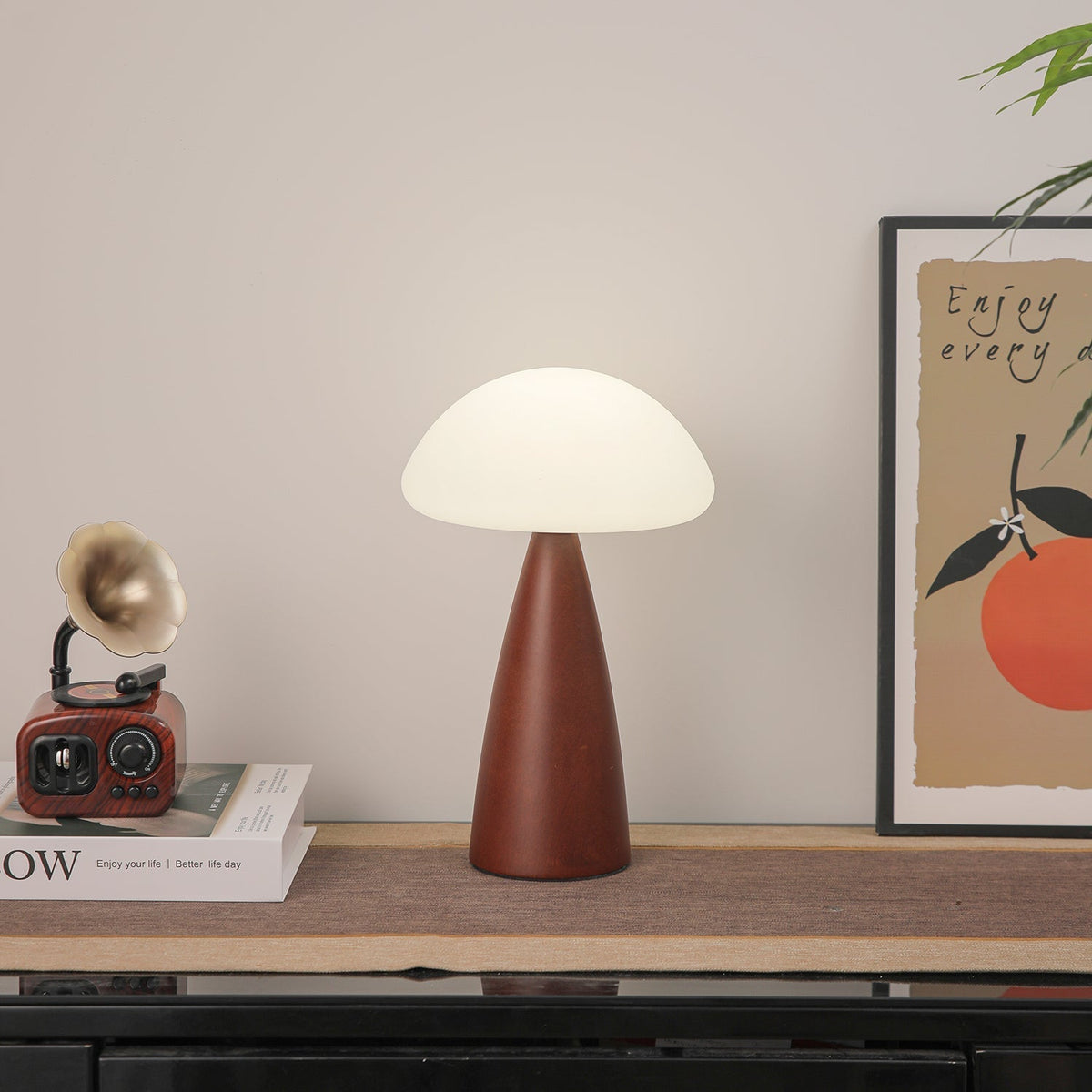Ibisin Funge drewniana lampa stołowa nowoczesna