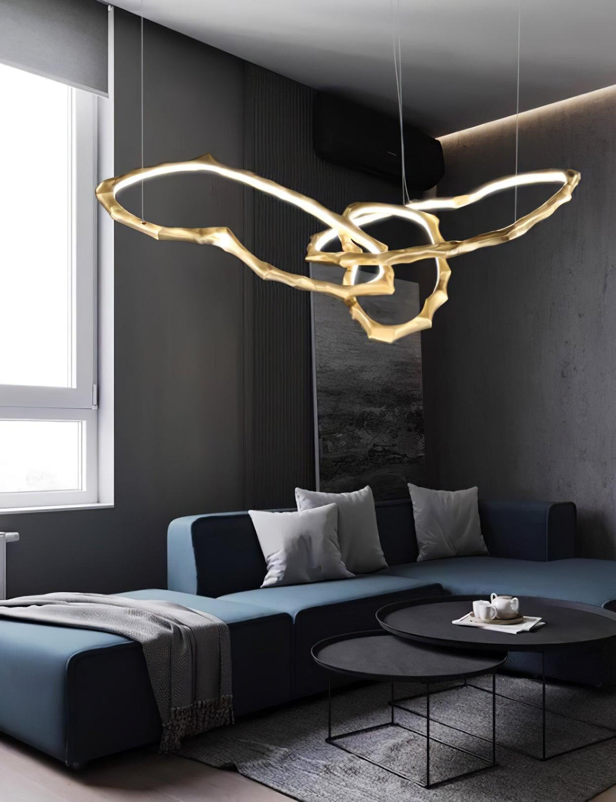 Aballs żyrandol z pierścieni chmur w serii Cloud Rings z miedzi