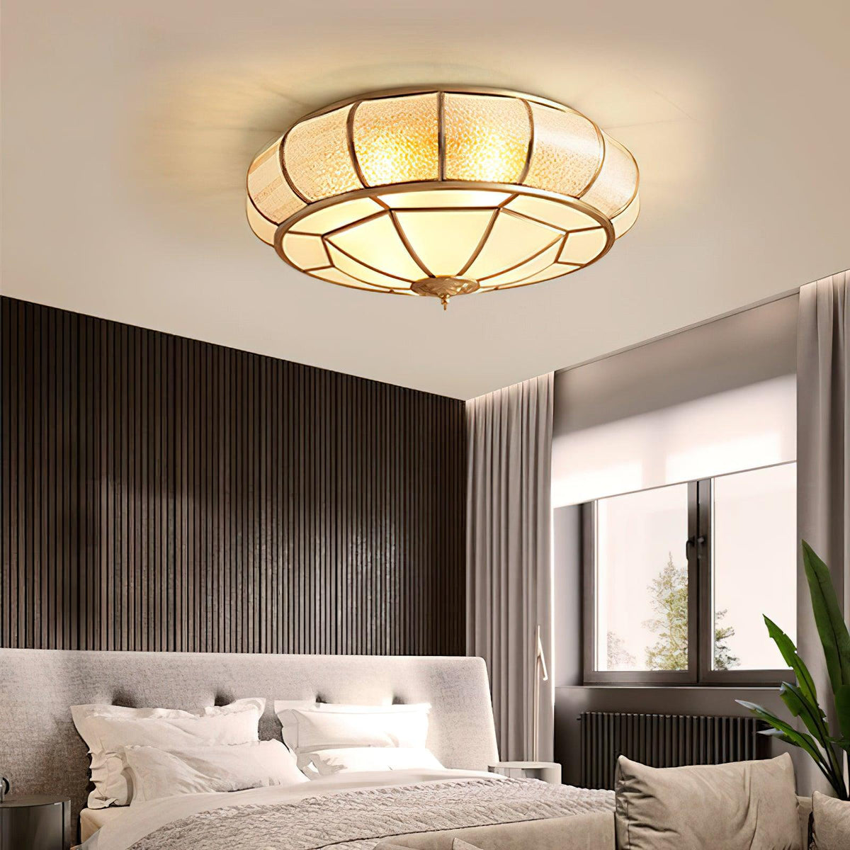 Deu nowoczesna lampa sufitowa w stylu postmodern luxury, cylindryczna, ze szkła i miedzi