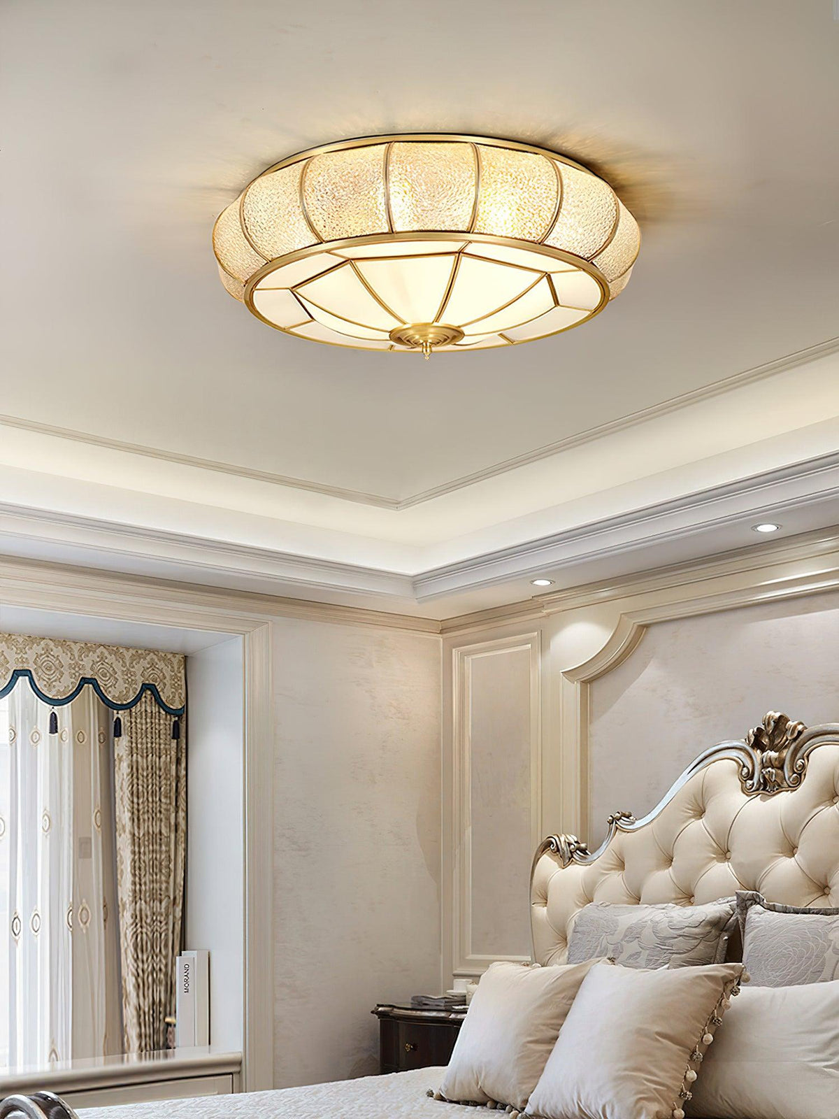 Deu nowoczesna lampa sufitowa w stylu postmodern luxury, cylindryczna, ze szkła i miedzi