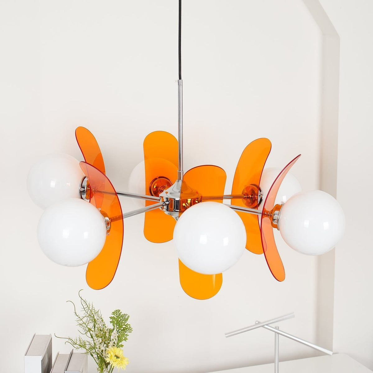 Creativity żyrandol Sputnik ze szkła pomarańczowego