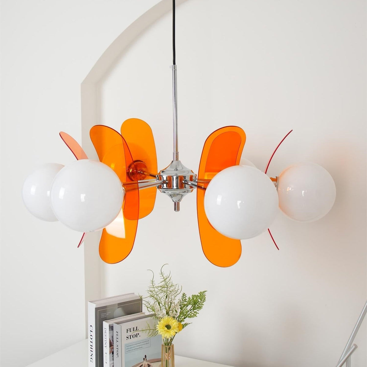Creativity żyrandol Sputnik ze szkła pomarańczowego