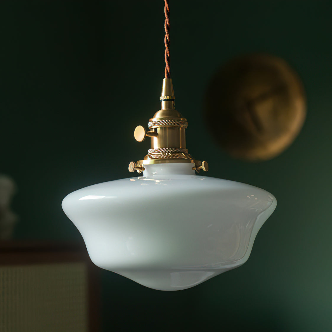 Lampa wisząca Droplet z miedzi i szkła mlecznego