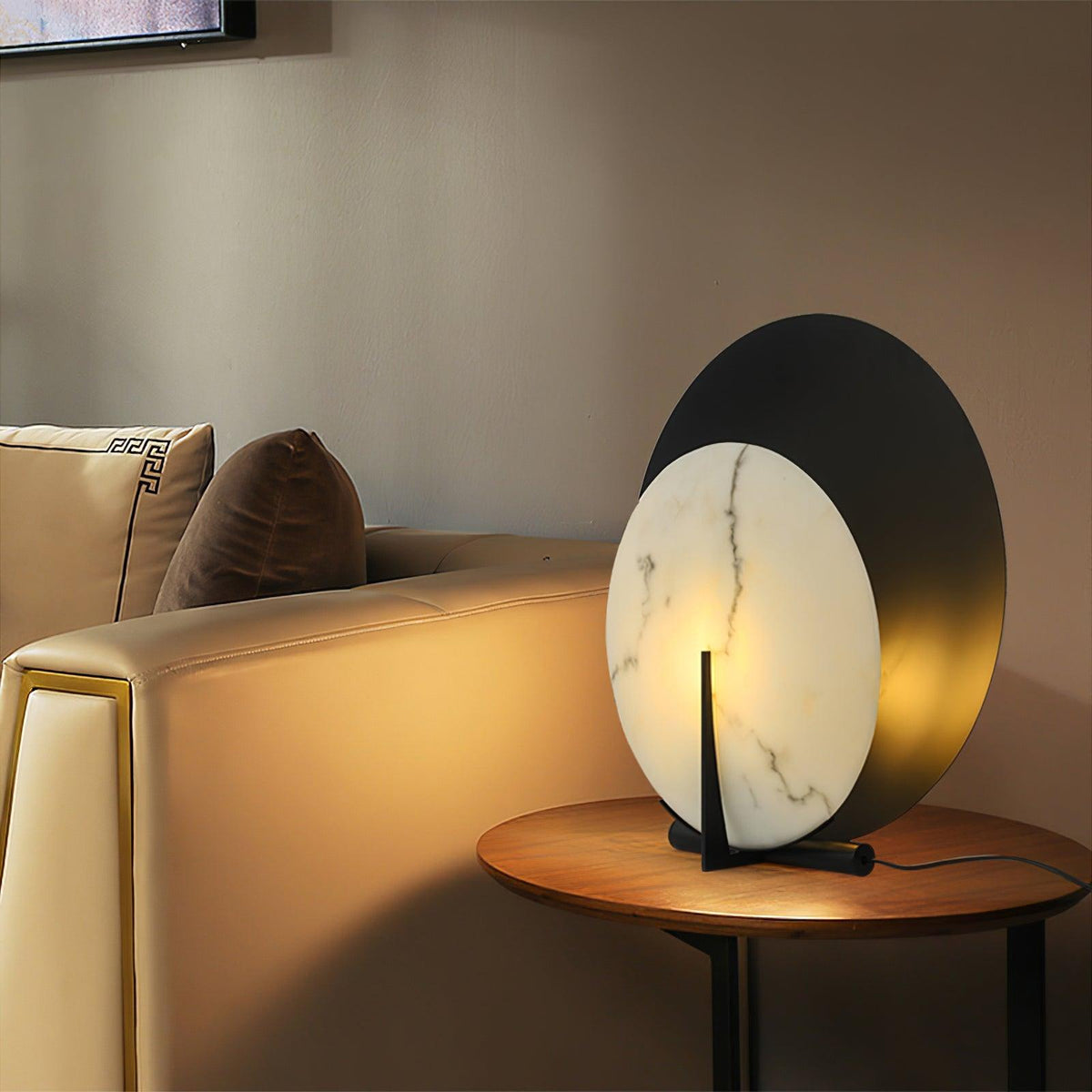 Astix półksiężycowa lampa stołowa z alabastrem