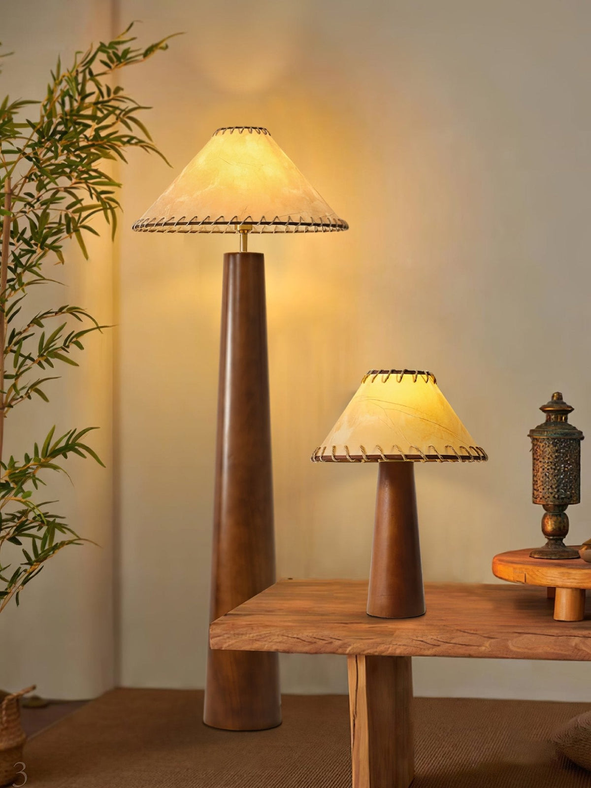 Syleelia drewniana kolumnowa lampa podłogowa