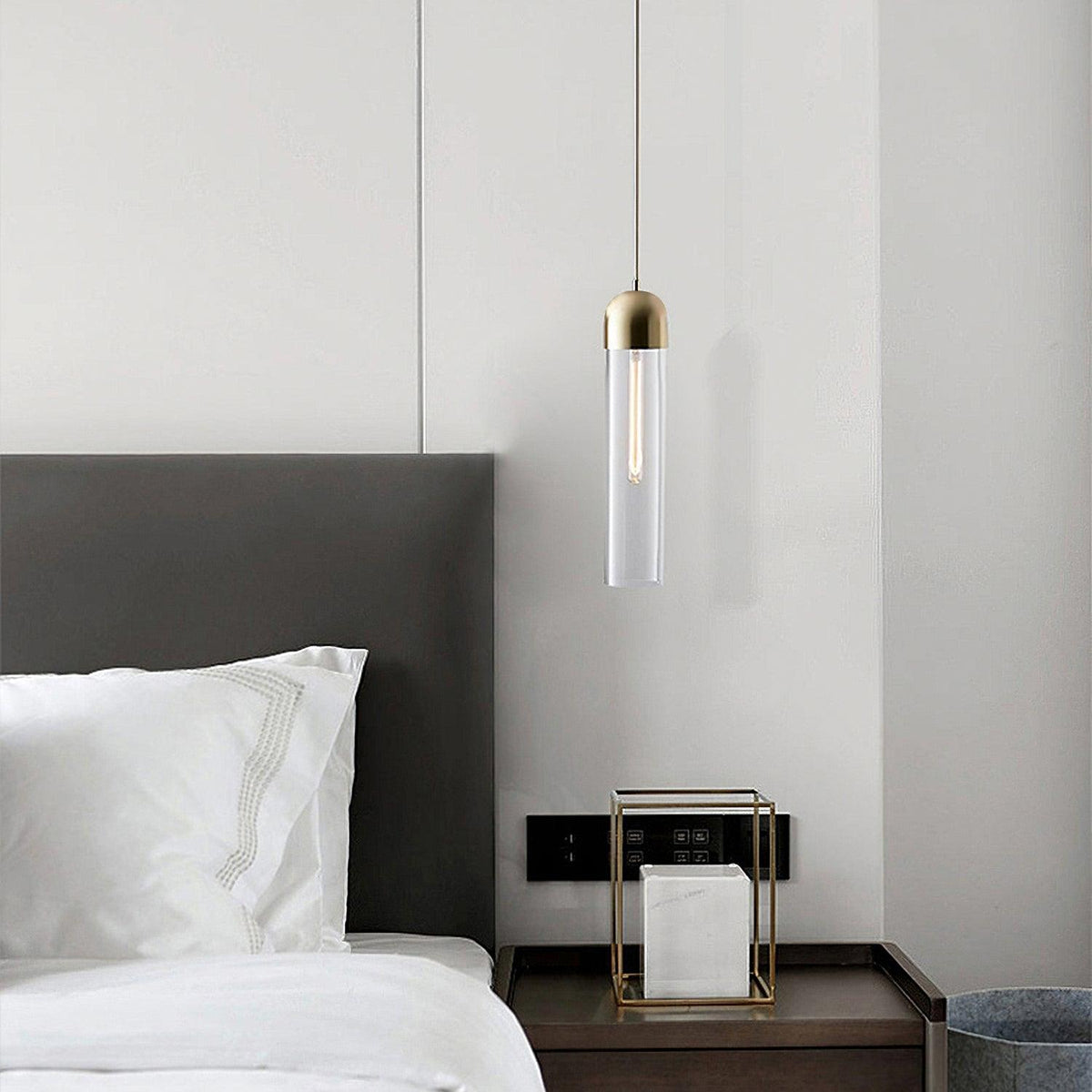 Eurcara nowoczesna minimalistyczna lampa wisząca ze szkła o kształcie cylindrycznym