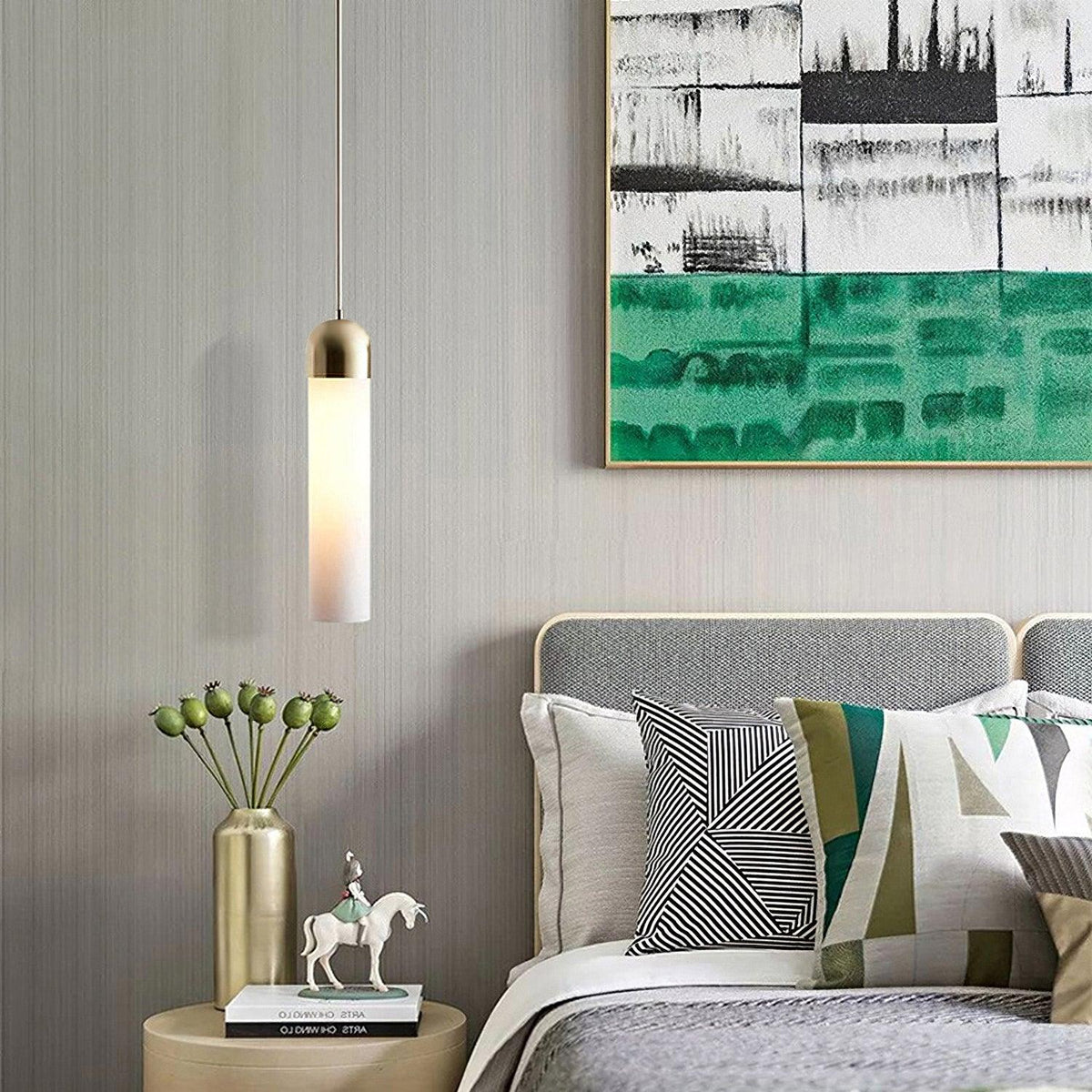 Eurcara nowoczesna minimalistyczna lampa wisząca ze szkła o kształcie cylindrycznym