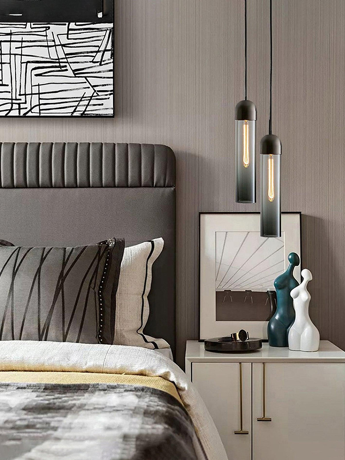 Eurcara nowoczesna minimalistyczna lampa wisząca ze szkła o kształcie cylindrycznym