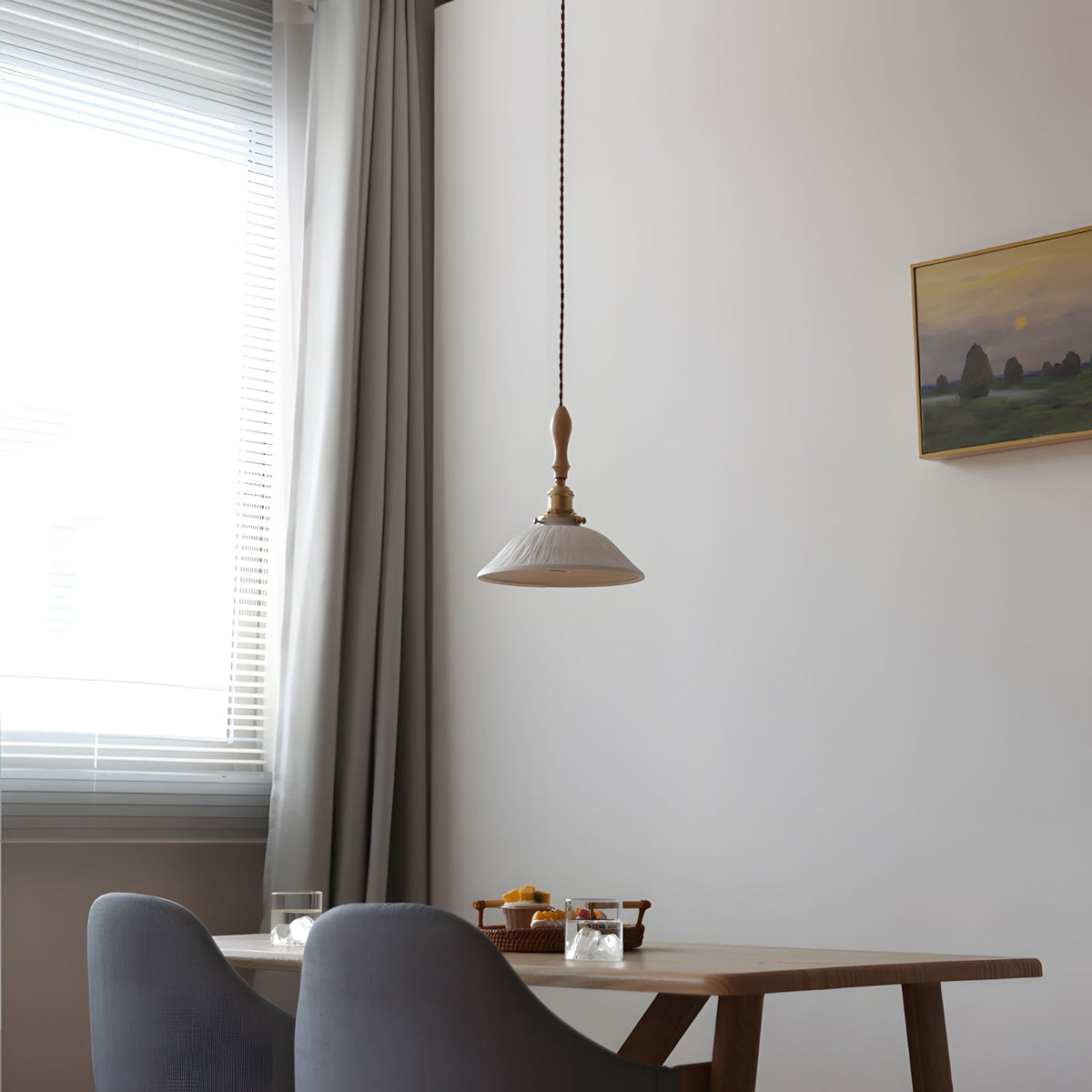 Renelelle żyrandol wiszący z ceramiką i drewnem