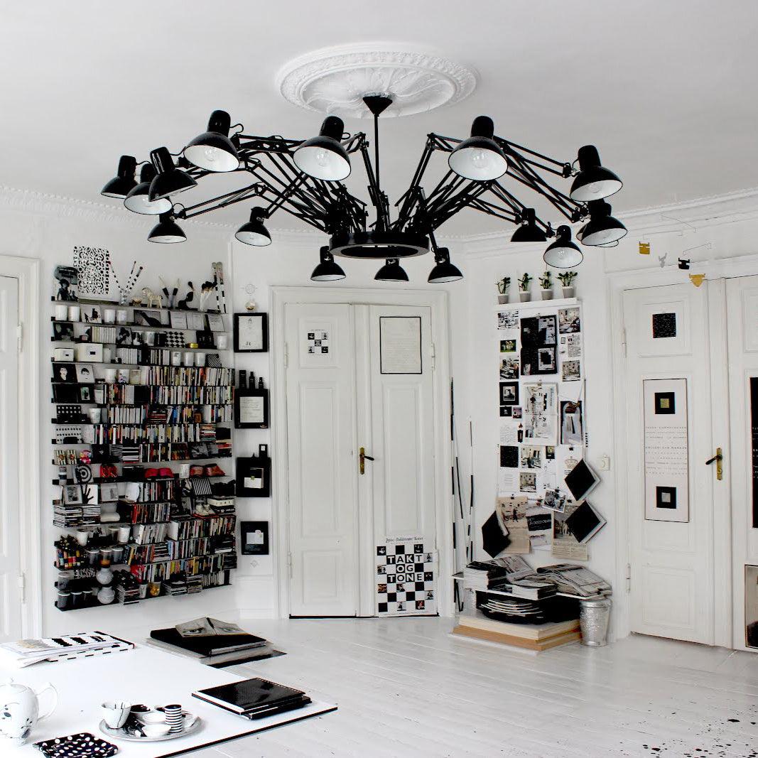 Livenu żyrandol czarny regulowany wielo-ramienny