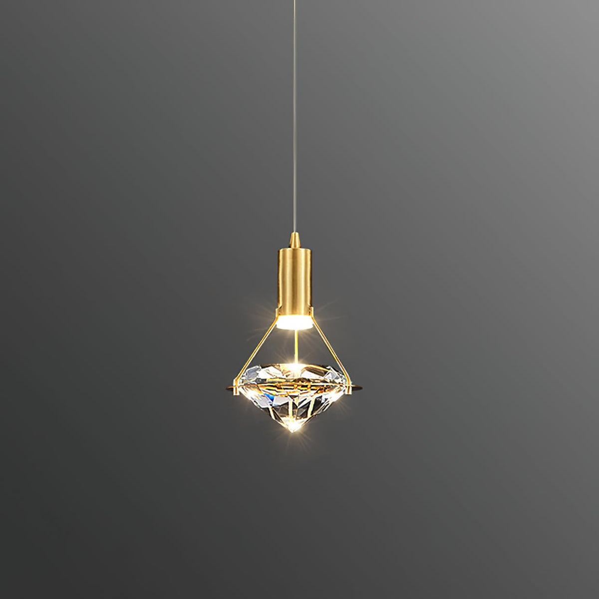 Cira lampa wisząca z miedzi i kryształu elegancka