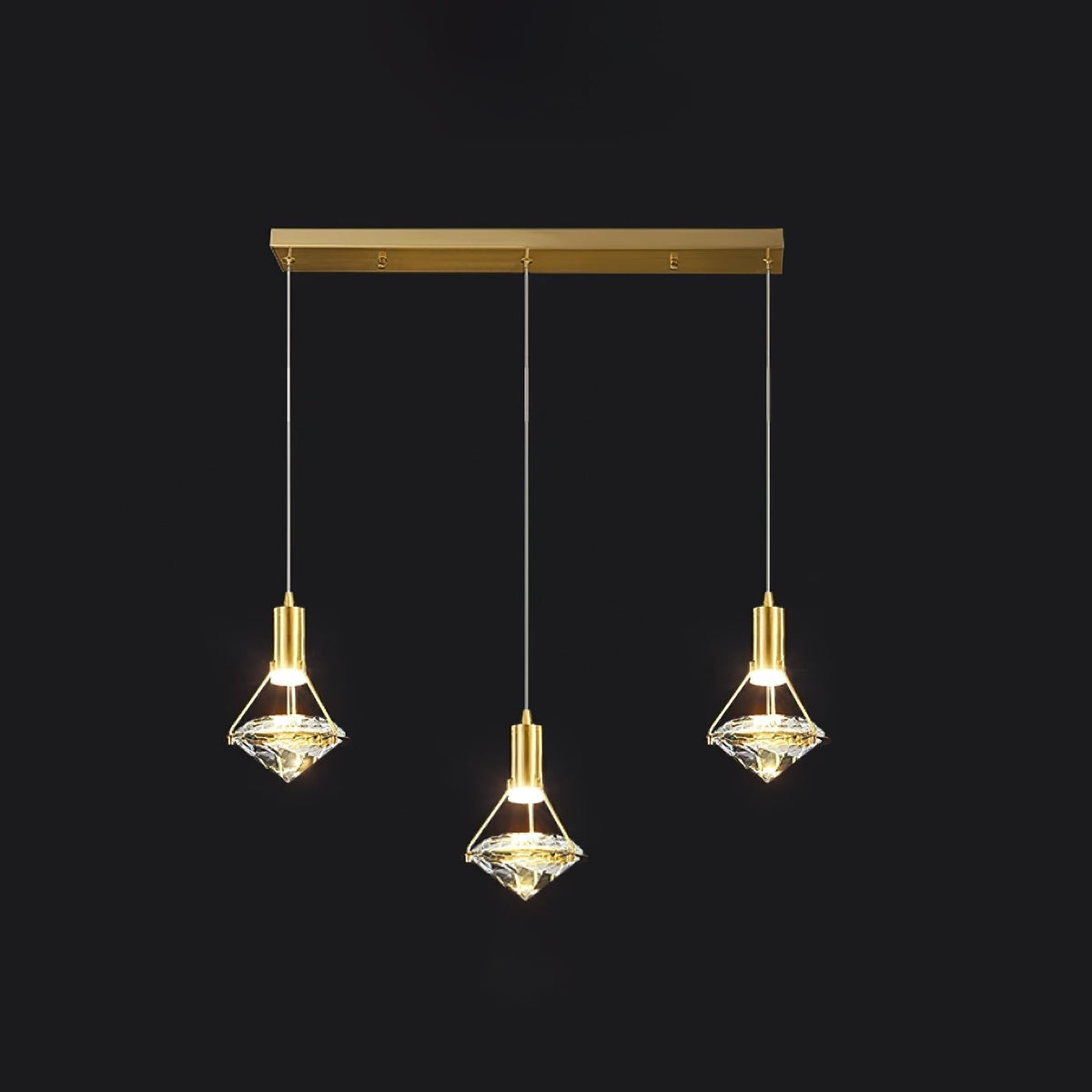Cira lampa wisząca z miedzi i kryształu elegancka