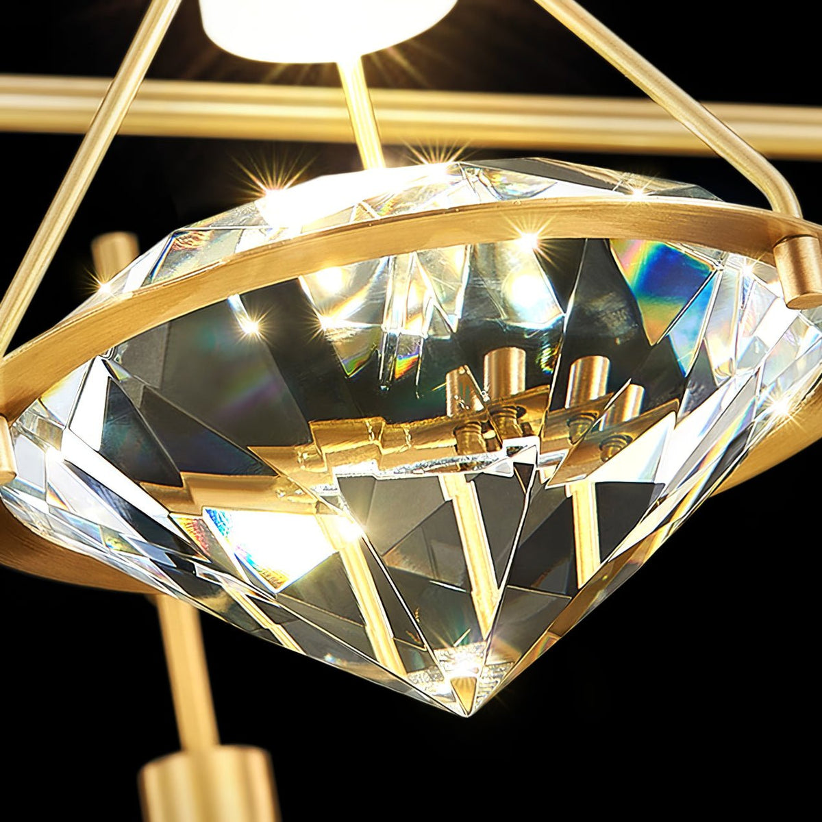 Cira lampa wisząca z miedzi i kryształu elegancka