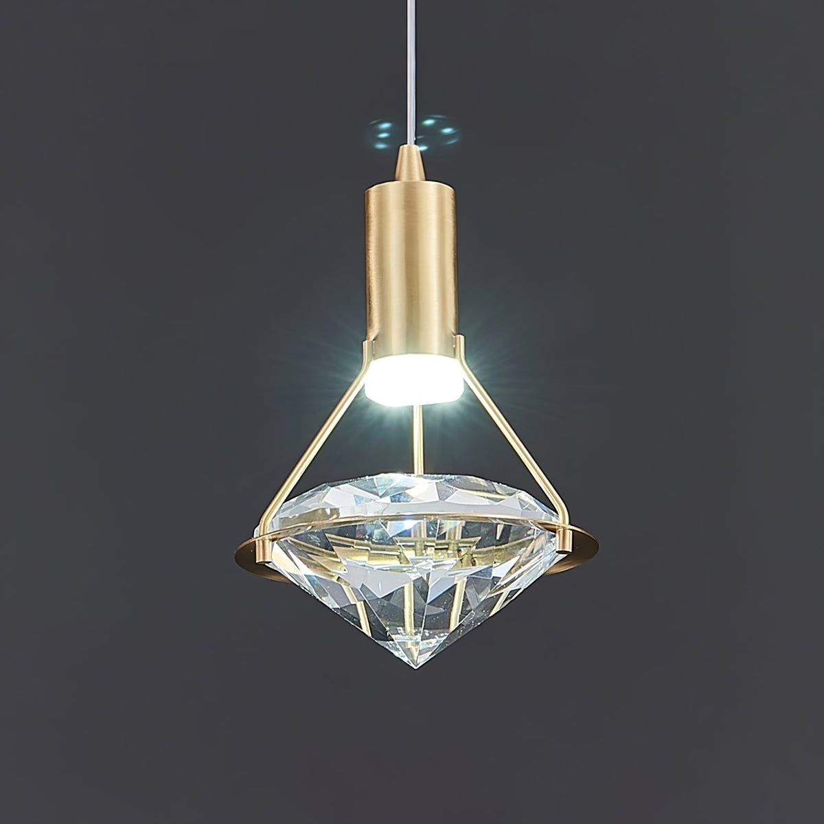 Cira lampa wisząca z miedzi i kryształu elegancka