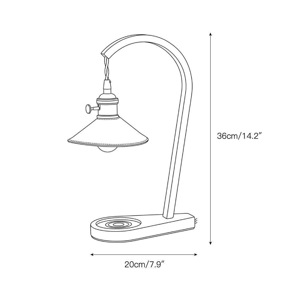 Lampa stołowa Oreliira z drewna orzechowego i kloszem ze skóry w kolorze zielonym