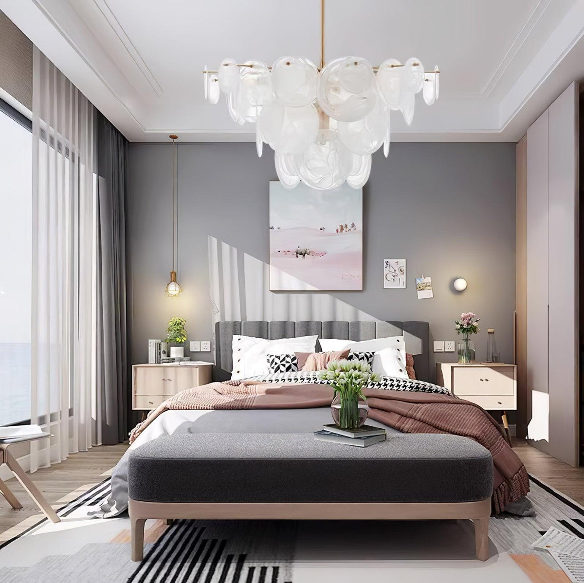 Ael żyrandol ze szkła w stylu postmodern luxury Discs