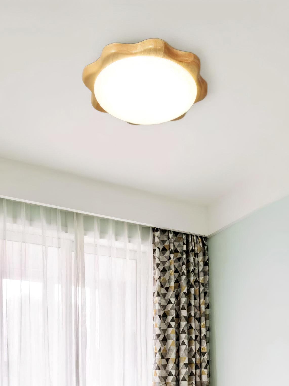 Myshae nowoczesna minimalistyczna lampa sufitowa w kształcie bębna z drewna