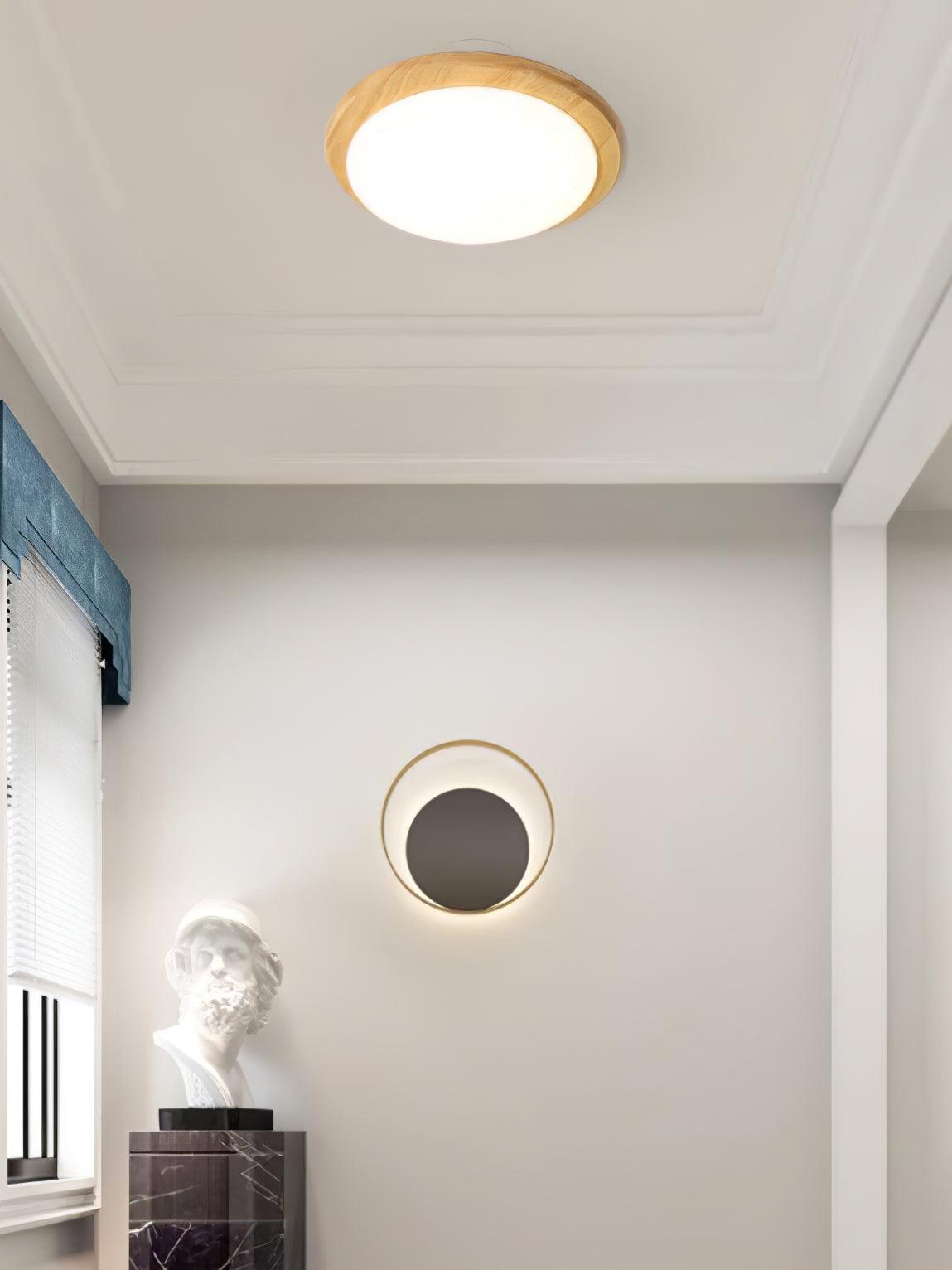 Myshae nowoczesna minimalistyczna lampa sufitowa w kształcie bębna z drewna