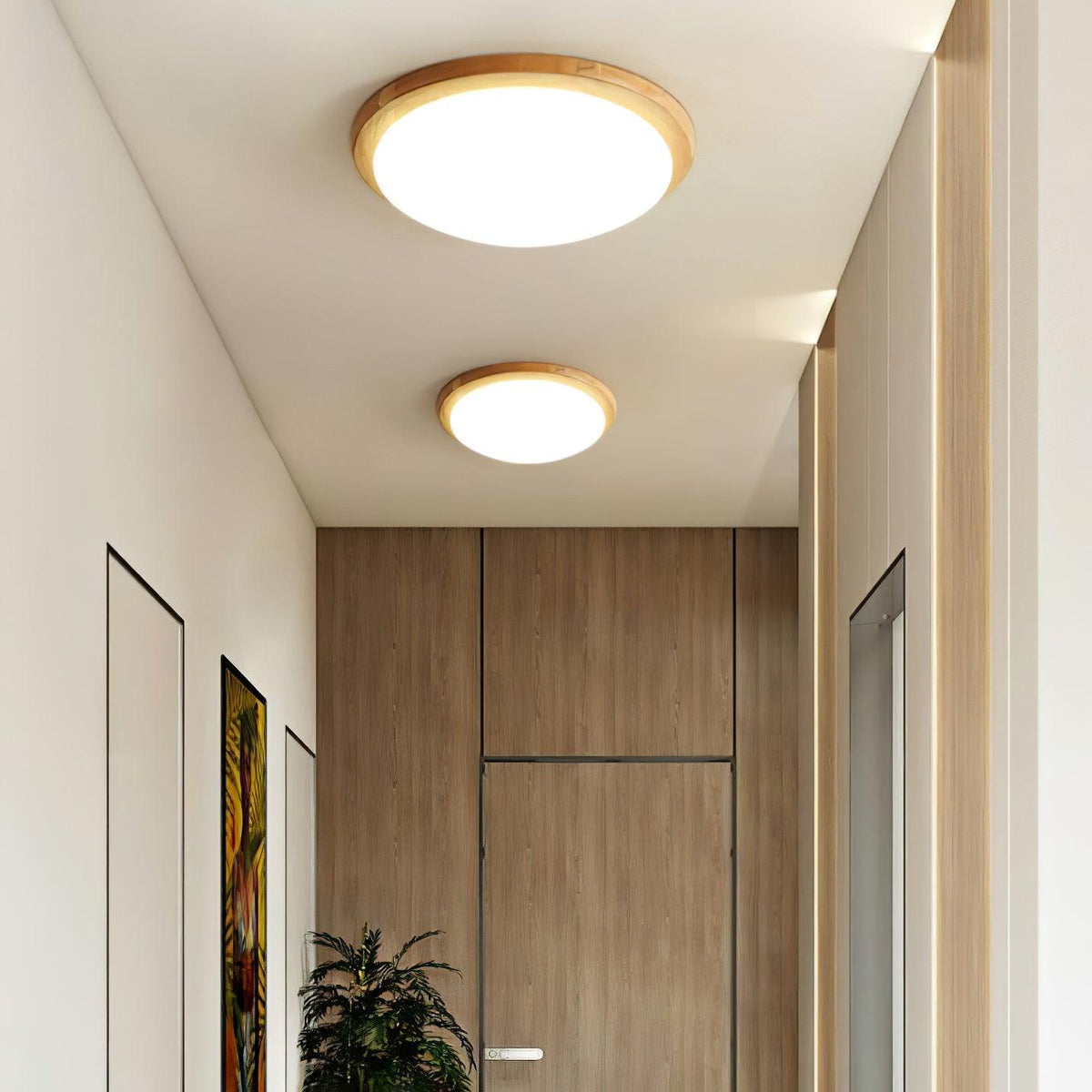 Myshae nowoczesna minimalistyczna lampa sufitowa w kształcie bębna z drewna