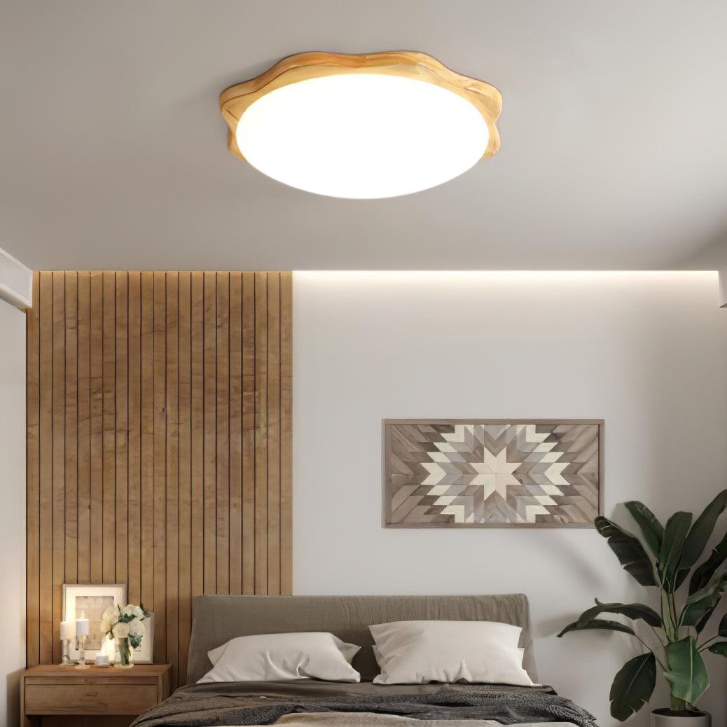 Myshae nowoczesna minimalistyczna lampa sufitowa w kształcie bębna z drewna