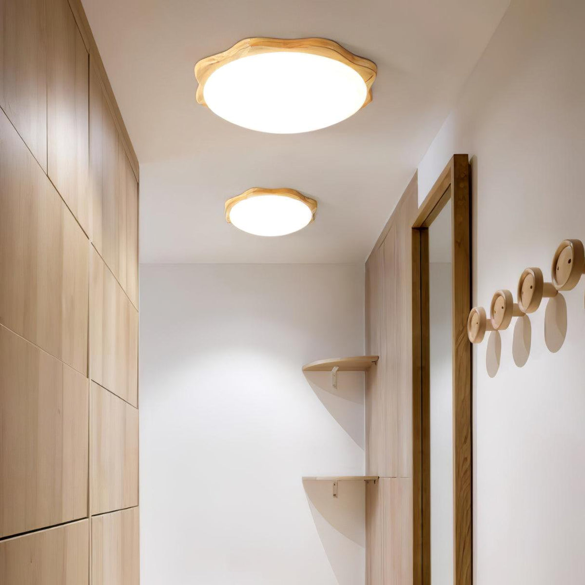 Myshae nowoczesna minimalistyczna lampa sufitowa w kształcie bębna z drewna