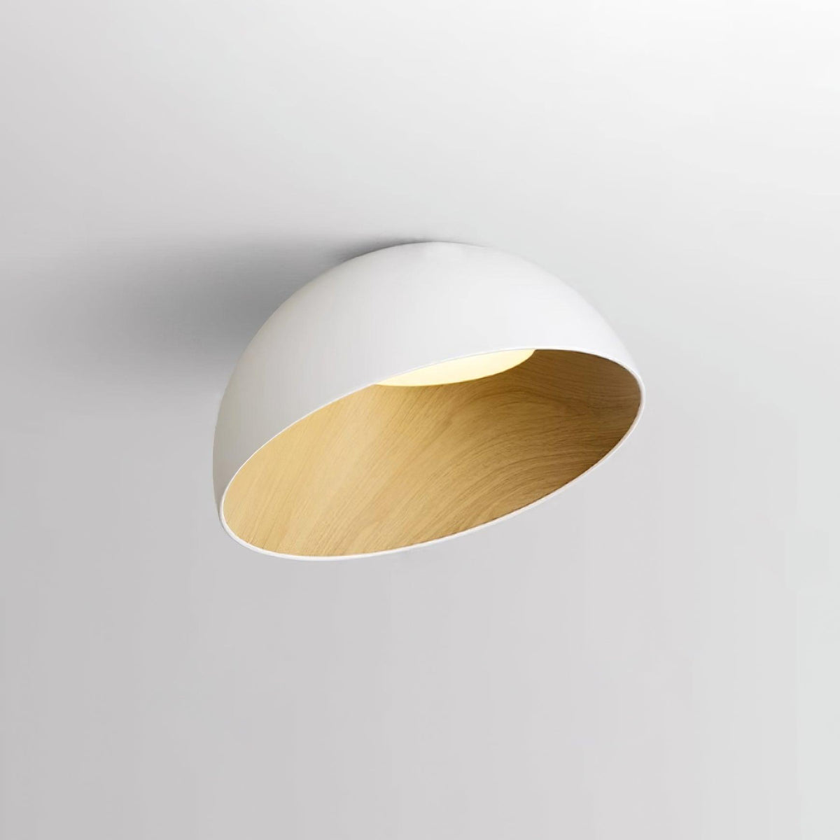 Flanel lampa sufitowa kopuła drewno wewnątrz ciepła nowoczesna minimalistyczna salon | Cielum
